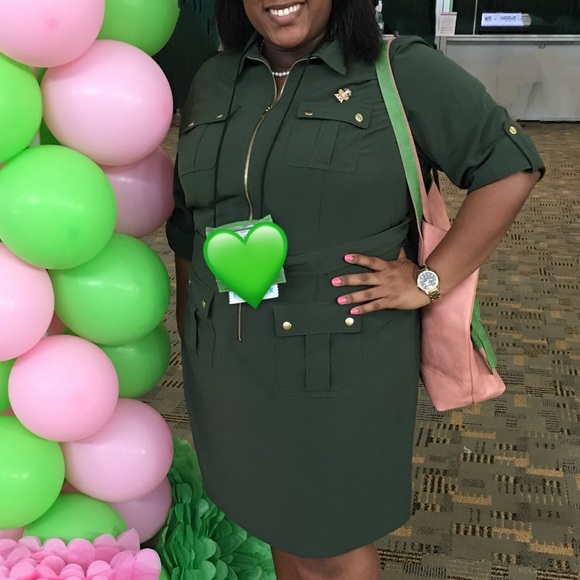 Sharagano Dresses & Skirts - Military Green utility dress💚